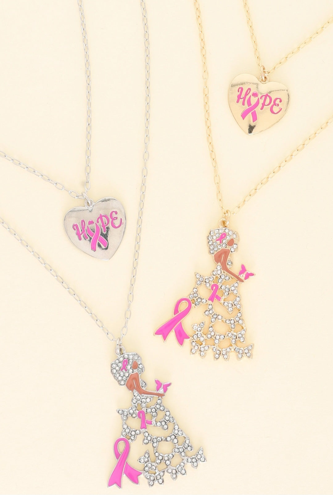 Diva Pink Ribbon Layered Necklace