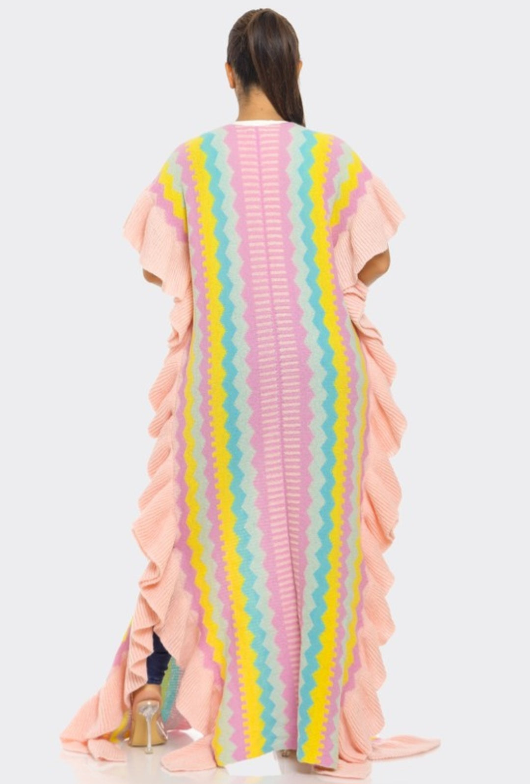 Ruffle Open Knit Cardigan