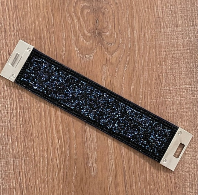 Navy Wide Rhinestone Bracelet