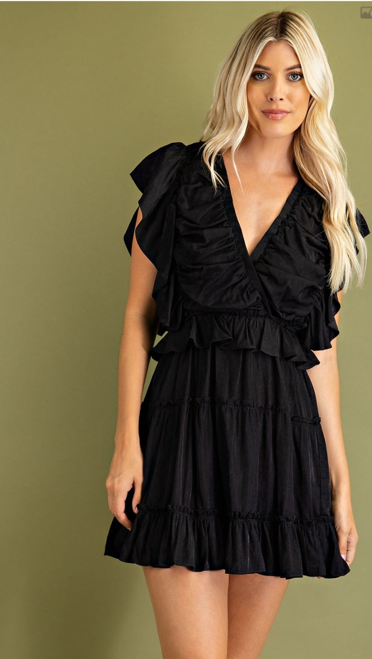 Ruffled Flutter Sleeve Dress