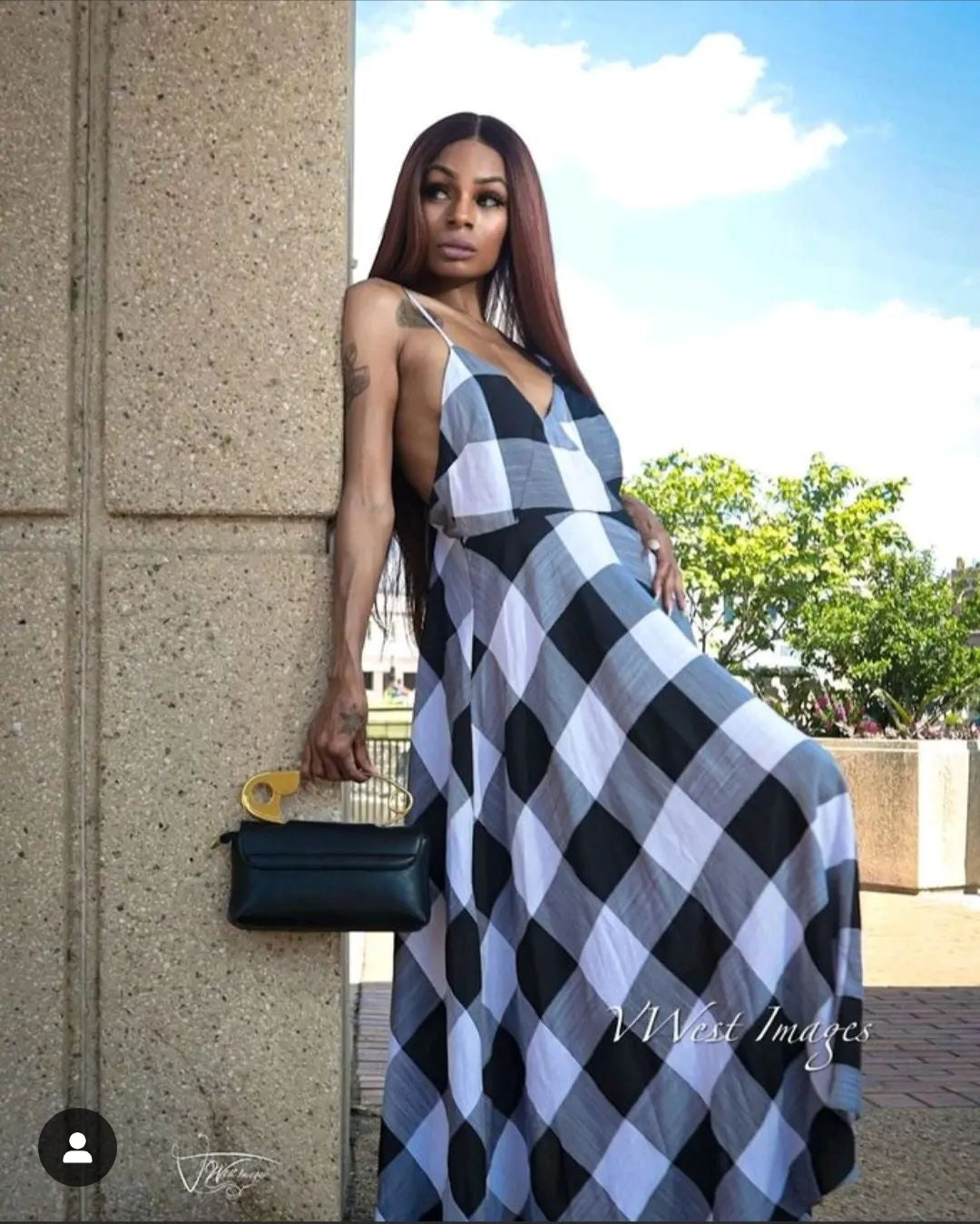 Checkered Midi Dress