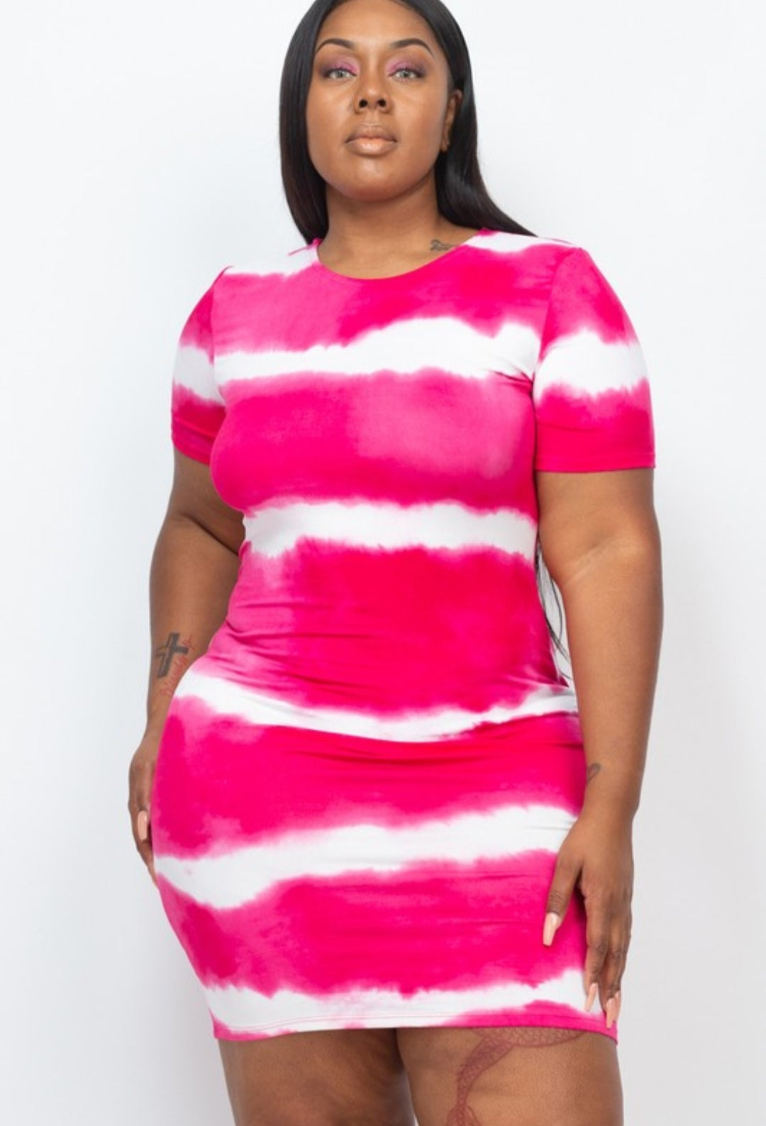 Plus Striped Midi Dress