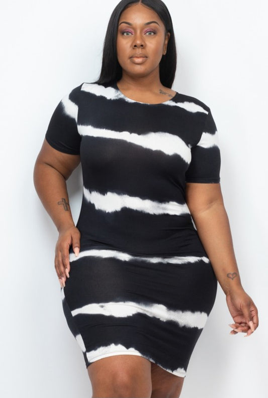 Plus Striped Midi Dress