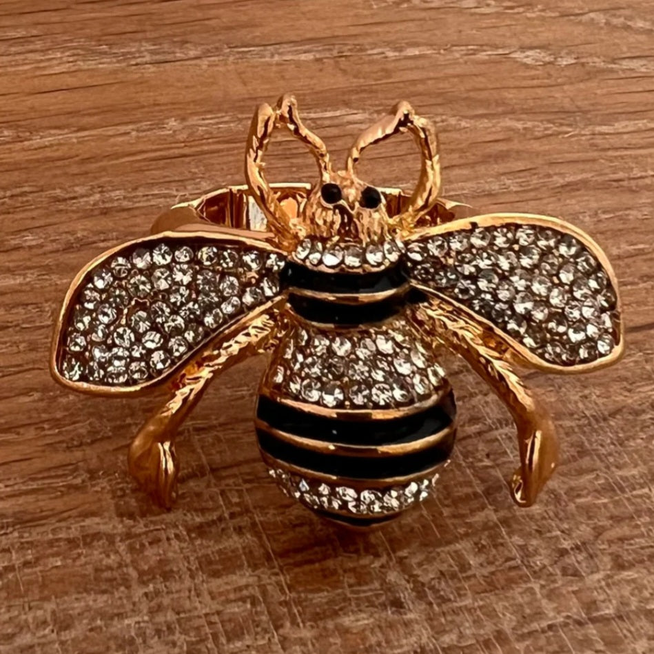 Rhinestone Bee Ring