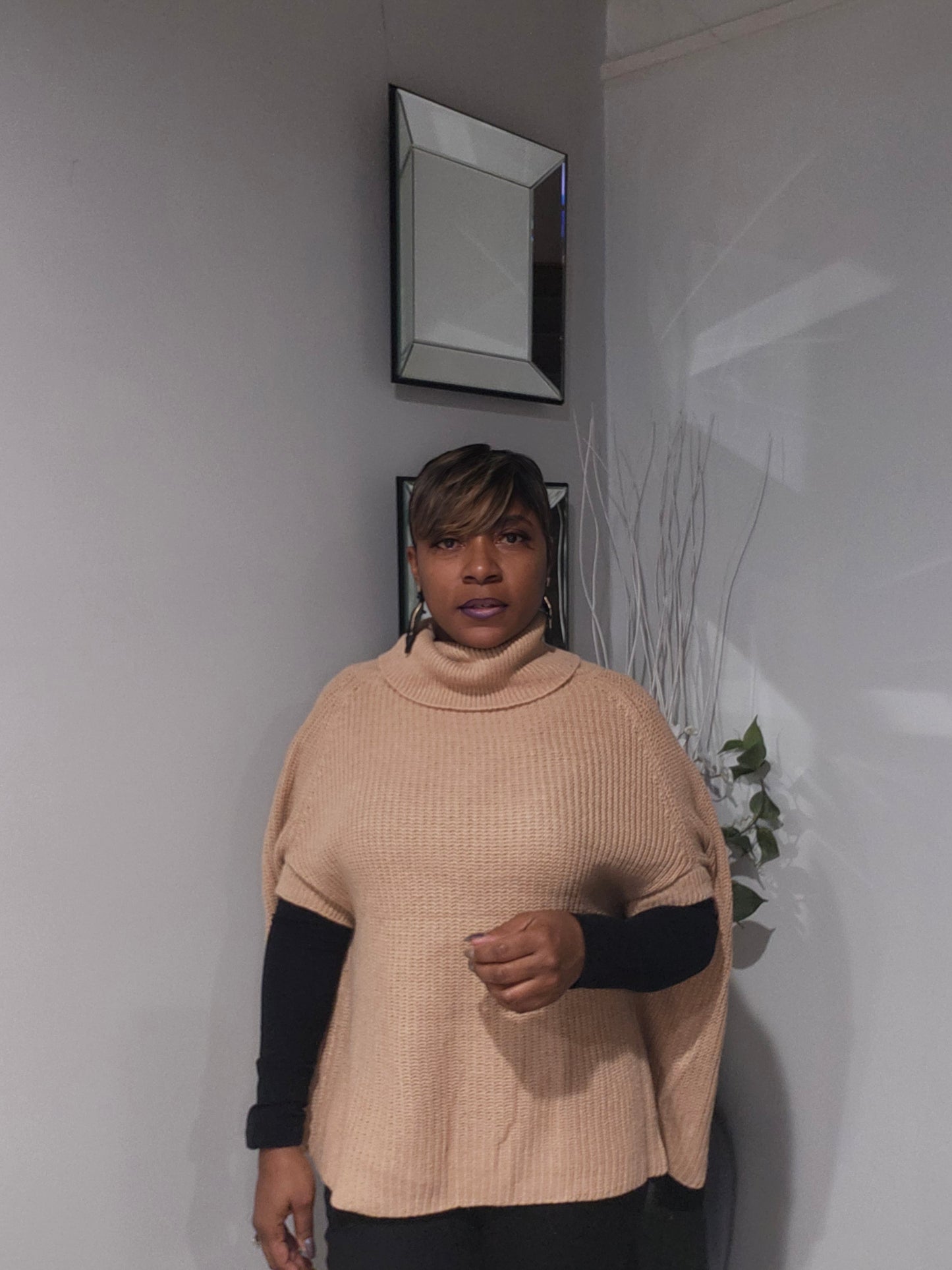 Ribbed Knit Poncho