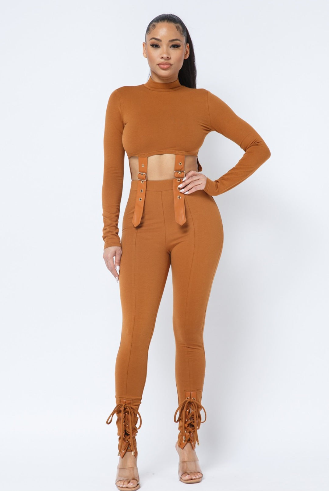 Leather Belted Jumpsuit