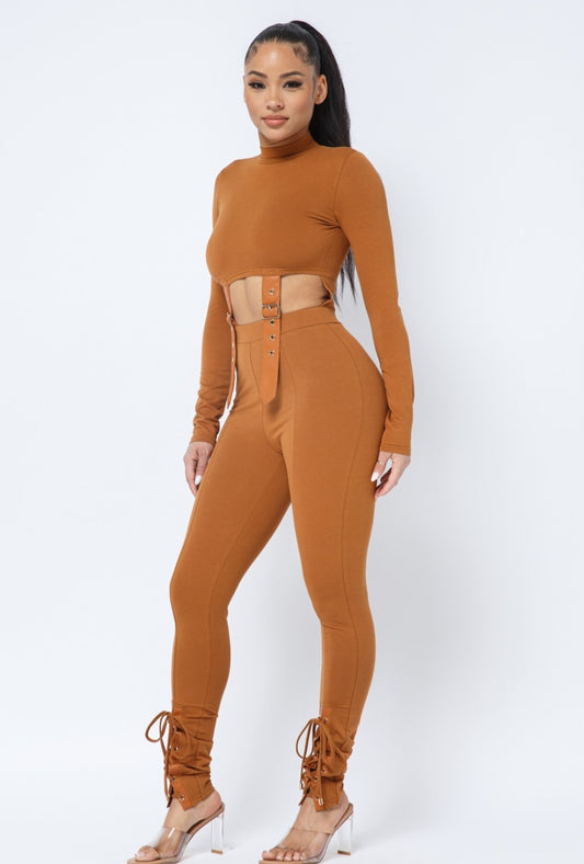 Leather Belted Jumpsuit