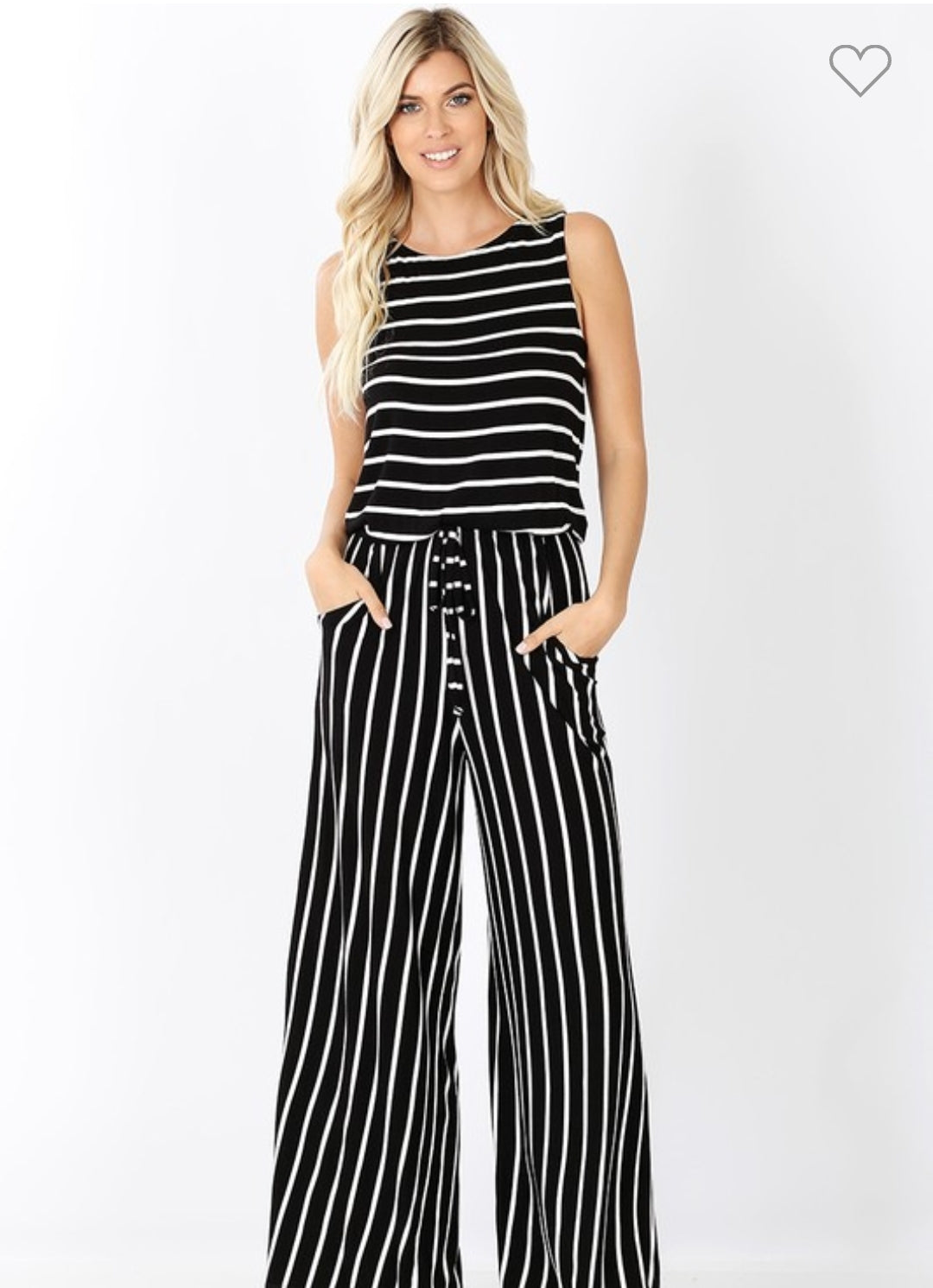 Striped Sleeveless Jumpsuit